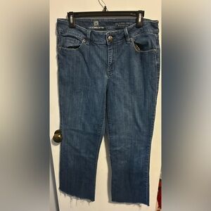 Liz Claiborne Stretch Bootcut Jeans Blue Denim Raw Hem Classic Fit Pockets